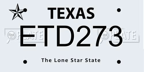 ETD273 Texas License Plate