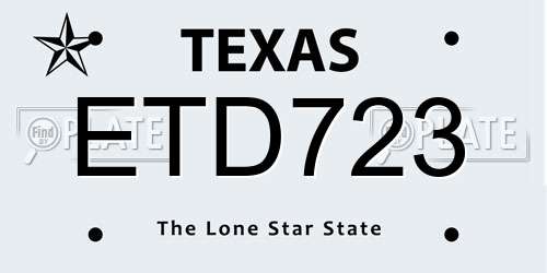 ETD723 Texas License Plate