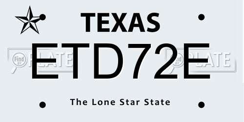 ETD72E Texas License Plate