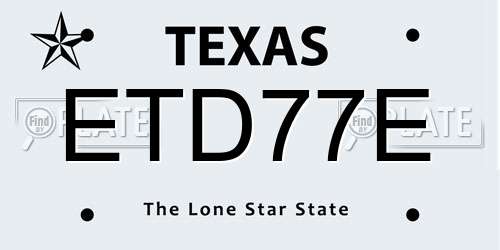 ETD77E Texas License Plate