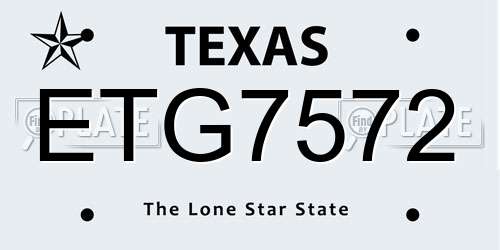 ETG7572 Texas License Plate