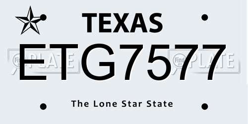 ETG7577 Texas License Plate