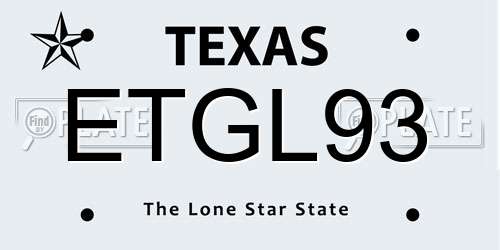 ETGL93 Texas License Plate