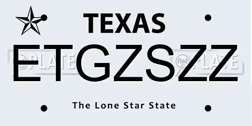 ETGZSZZ Texas License Plate