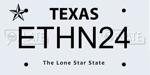 ETHN24 Texas License Plate