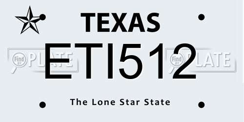 ETI512 Texas License Plate