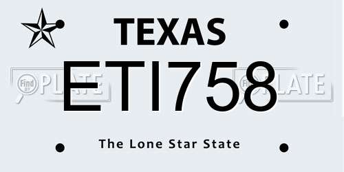 ETI758 Texas License Plate