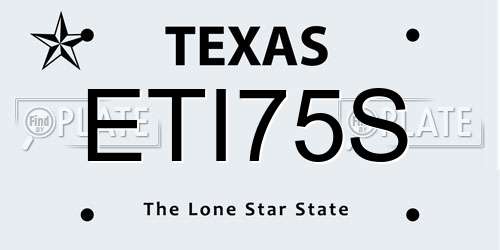 ETI75S Texas License Plate