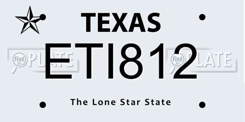 ETI812 Texas License Plate