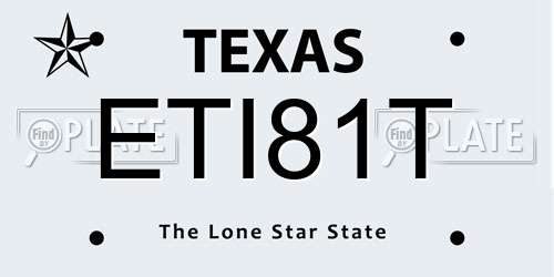 ETI81T Texas License Plate