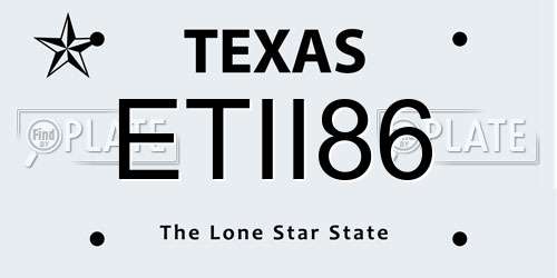ETII86 Texas License Plate