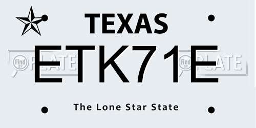 ETK71E Texas License Plate