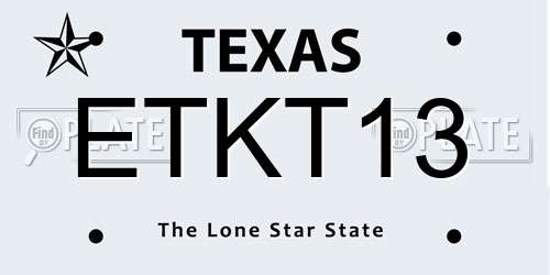 ETKT13 Texas License Plate