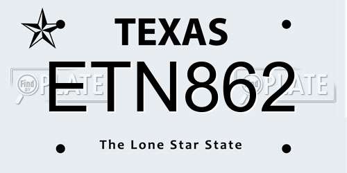 ETN862 Texas License Plate
