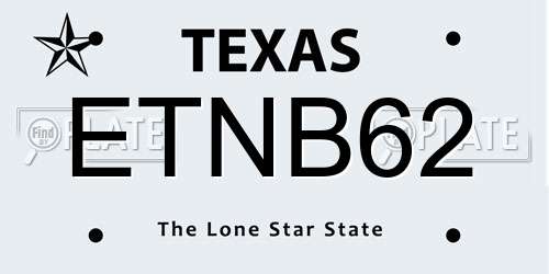 ETNB62 Texas License Plate