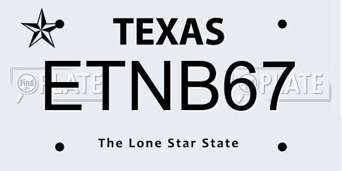 ETNB67 Texas License Plate