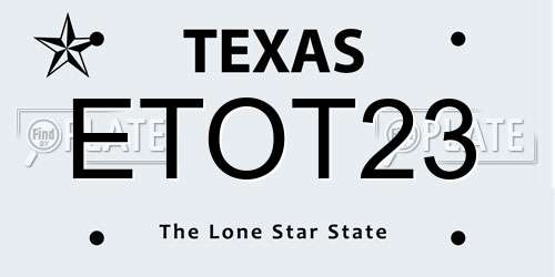 ETOT23 Texas License Plate