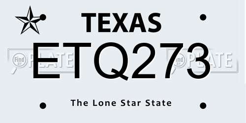 ETQ273 Texas License Plate