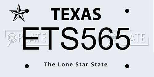 ETS565 Texas License Plate