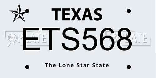 ETS568 Texas License Plate