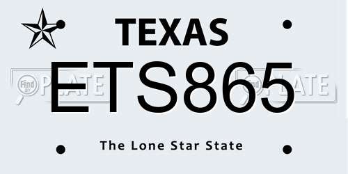 ETS865 Texas License Plate