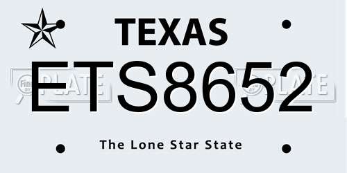 ETS8652 Texas License Plate