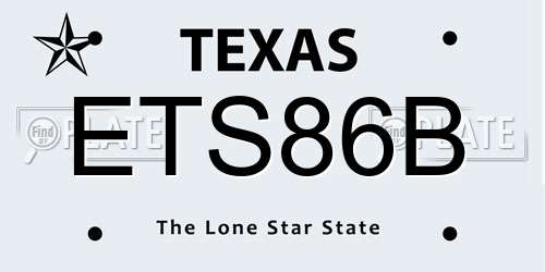 ETS86B Texas License Plate
