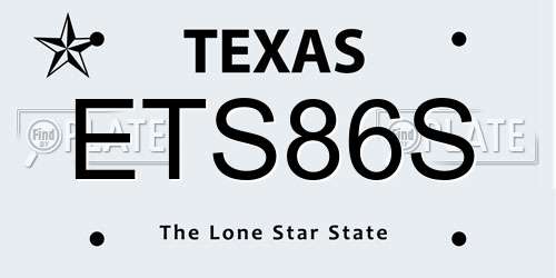ETS86S Texas License Plate