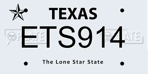 ETS914 Texas License Plate