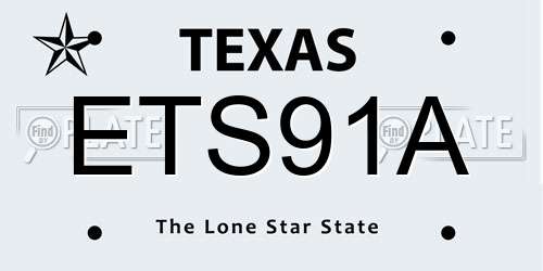 ETS91A Texas License Plate
