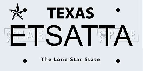 ETSATTA Texas License Plate