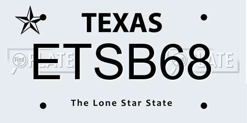 ETSB68 Texas License Plate
