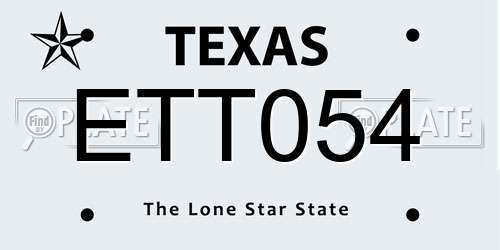 ETT054 Texas License Plate