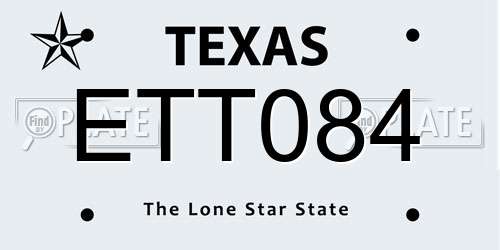 ETT084 Texas License Plate