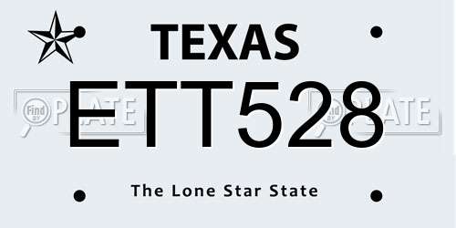 ETT528 Texas License Plate