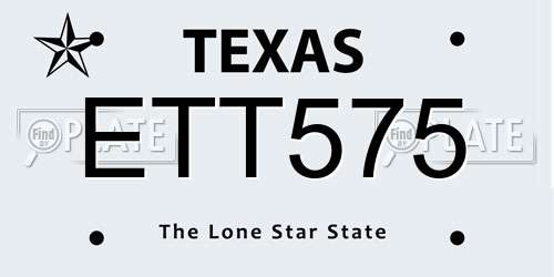 ETT575 Texas License Plate