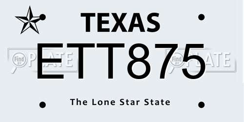 ETT875 Texas License Plate