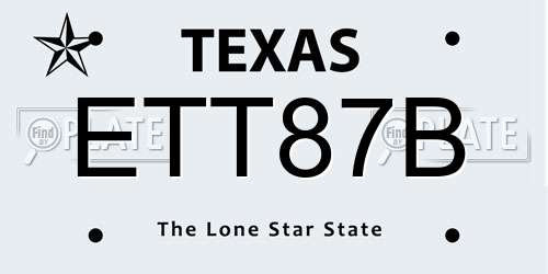 ETT87B Texas License Plate