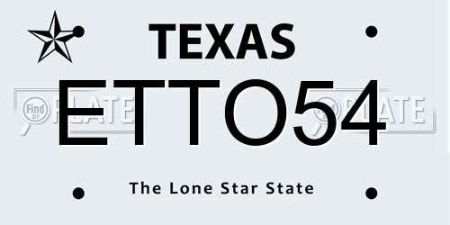 ETTO54 Texas License Plate