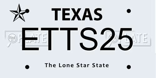 ETTS25 Texas License Plate