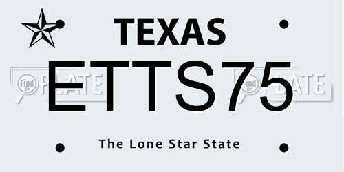ETTS75 Texas License Plate