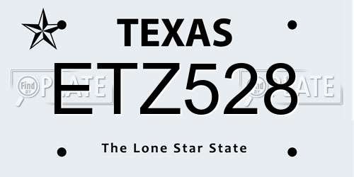 ETZ528 Texas License Plate