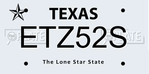 ETZ52S Texas License Plate