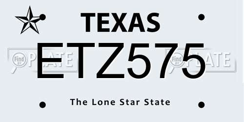 ETZ575 Texas License Plate