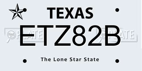 ETZ82B Texas License Plate