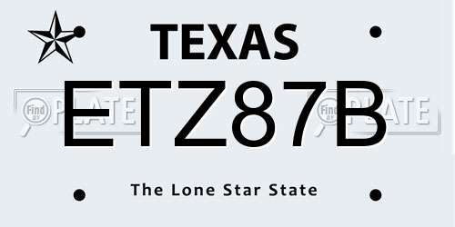 ETZ87B Texas License Plate