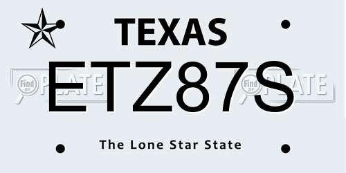 ETZ87S Texas License Plate