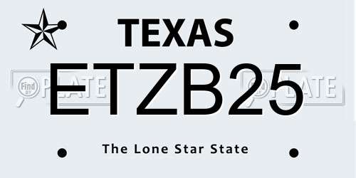 ETZB25 Texas License Plate