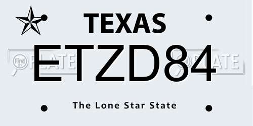 ETZD84 Texas License Plate