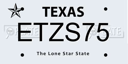 ETZS75 Texas License Plate